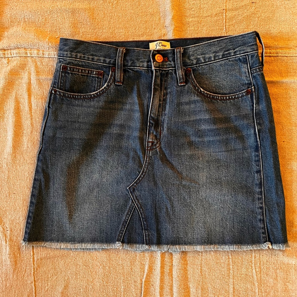 j crew denim mini skirt